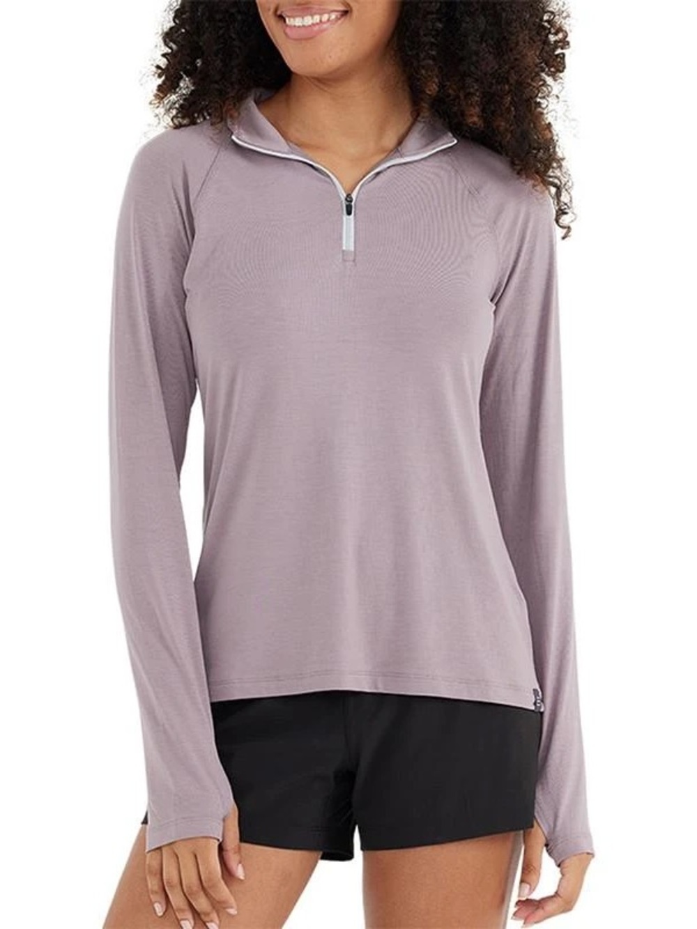 Free Fly Bamboo Flex Quarter Zip Pullover Purple Sage Women's Small